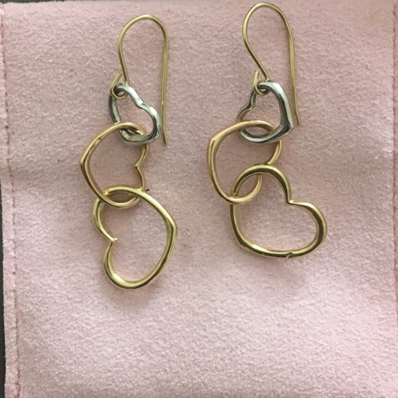 **NEVER WORN** Mixed Metals Heart Earrings - Picture 2 of 6